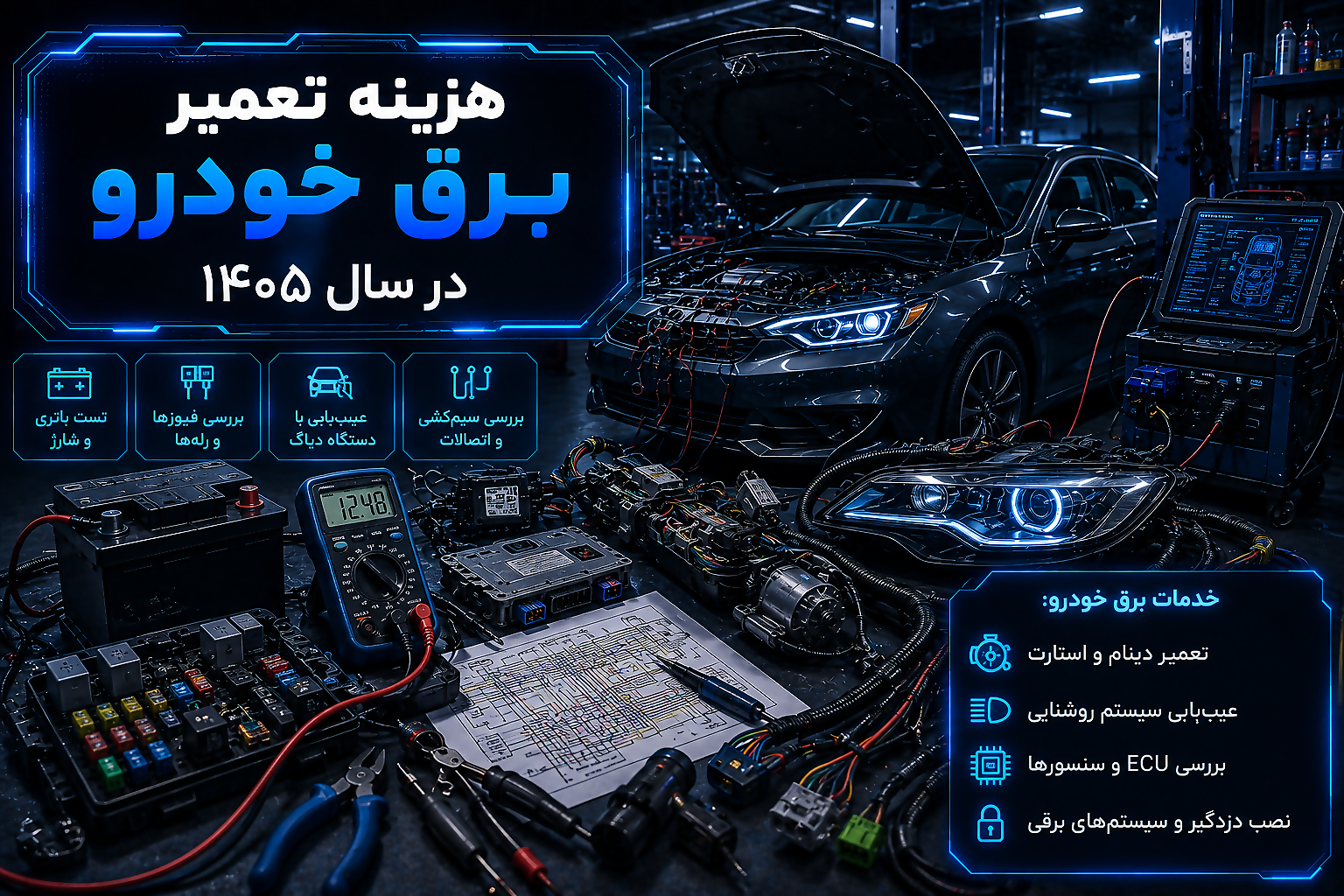 هزینه تعمیر برق خودرو در سال ۱۴۰۵