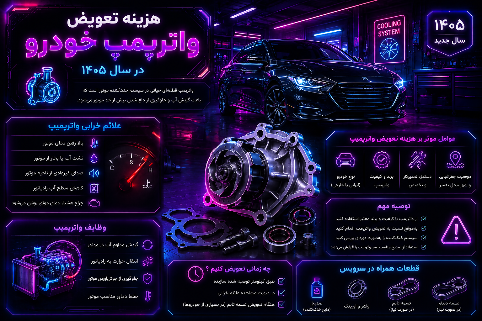 هزینه تعویض واتر پمپ در سال 1405
