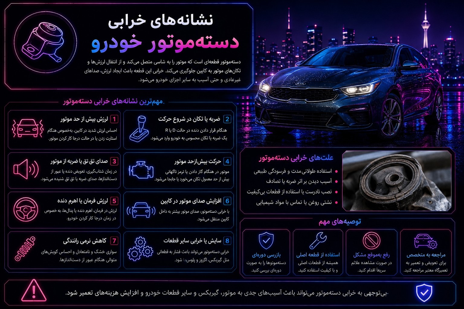 نشانه های خرابی دسته موتور خودرو