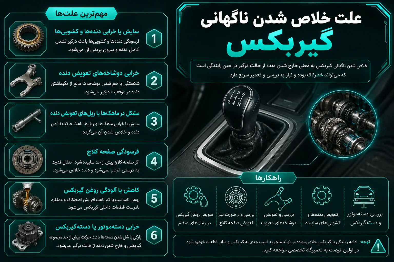 علت خلاص شدن ناگهانی گیربکس