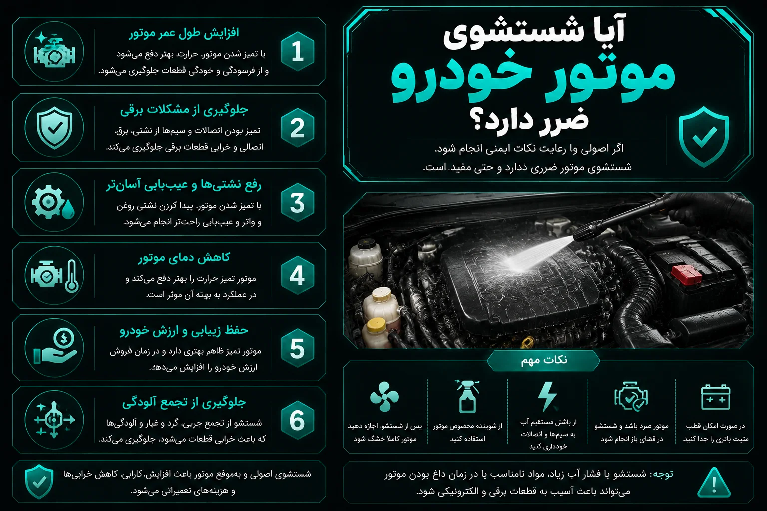 آیا شستشوی موتور خودرو ضرر دارد