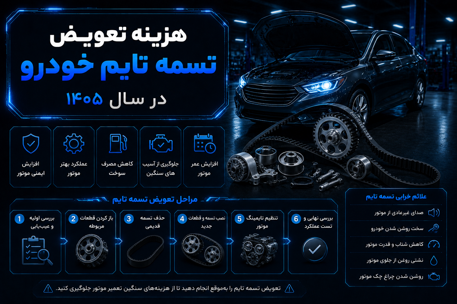 هزینه تعویض تسمه تایم خودرو